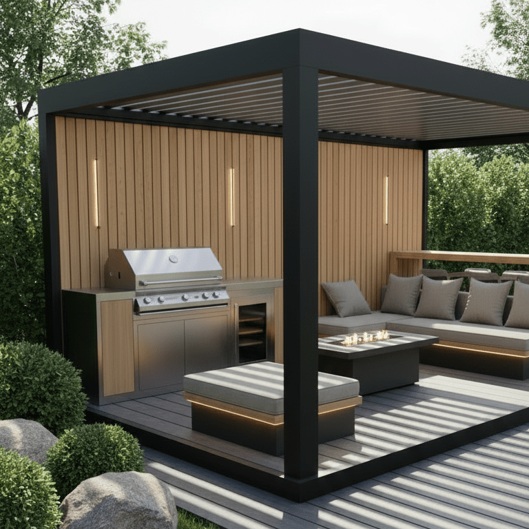 Terrasse en Kit Premium 3 en 1 Aluminium avec Cuisine Intégrée | Guigan Design - Terrasse modulable et cuisine extérieure | Guigan Design